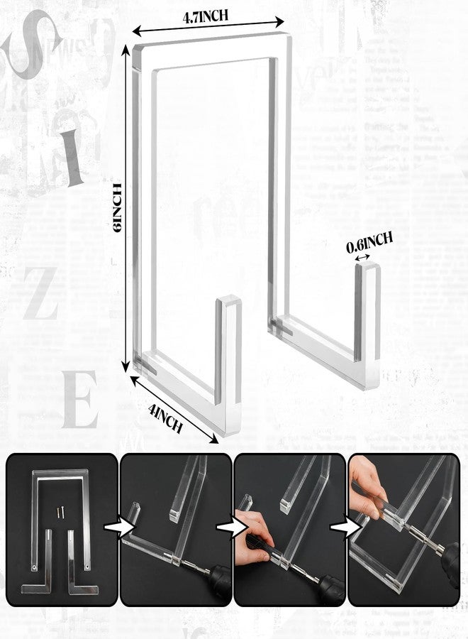 RattanView 2 Pcs Clear Acrylic Plate Stand Easel for Display 6 Inch Picture Frame, Plate Holder, Tall Vinyl Record Storage, Book Organizer Decorative for Tabletop Photos Posters - Image 2
